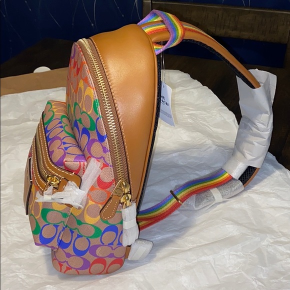 Coach Academy Pack In Rainbow Signature Canvas Bag - Picture 6 of 12